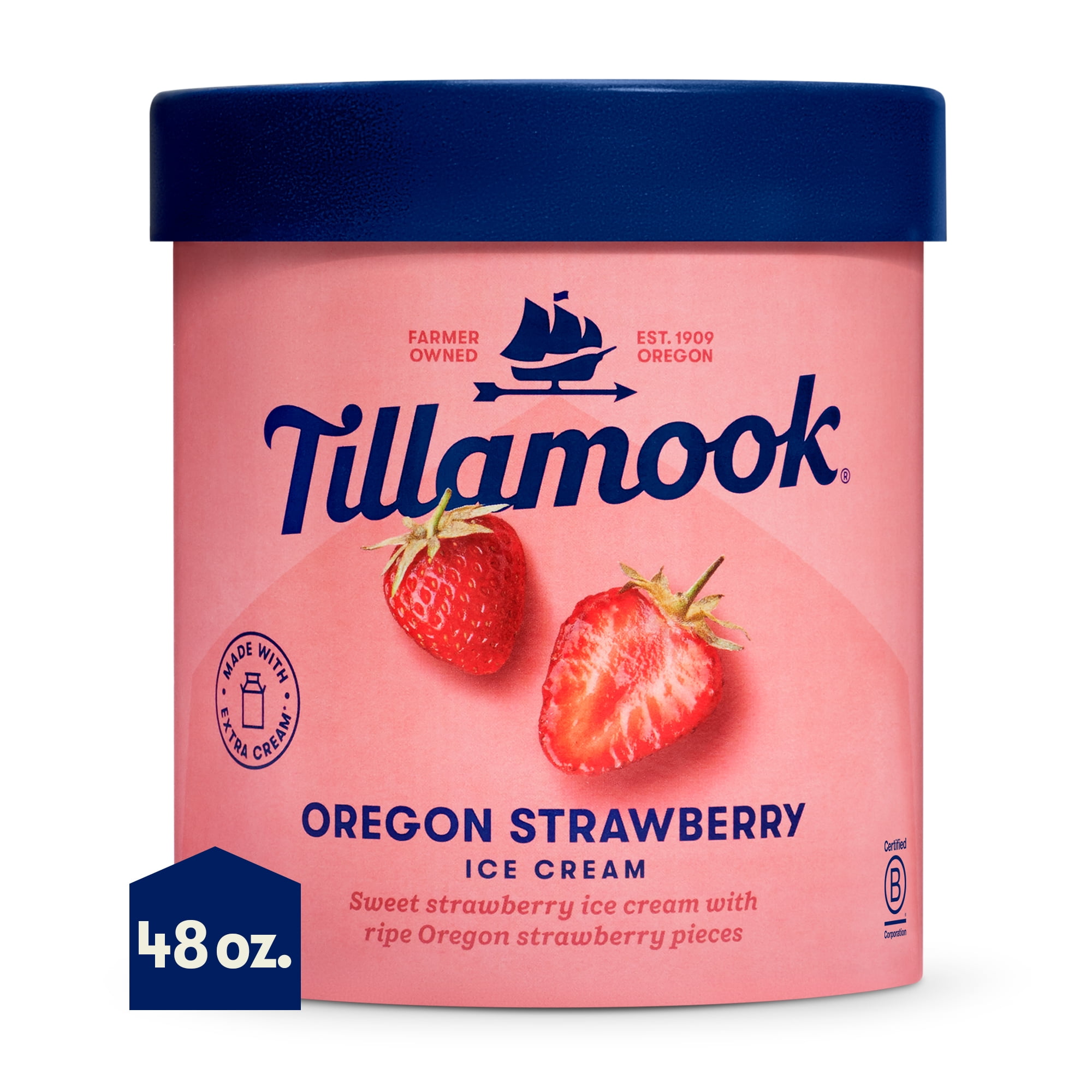 Tillamook Original Premium Oregon Strawberry Ice Cream, 48 fl oz