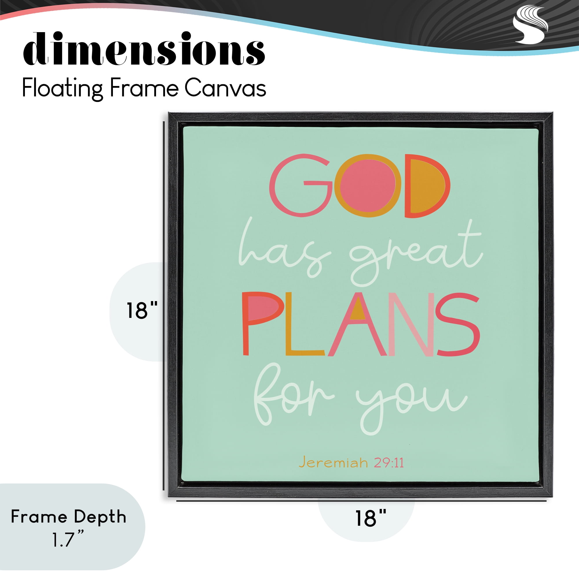 Stupell Industries Green God's Plans For You Black Framed Floater Canvas Wall Art, design by SD Graphics Studio