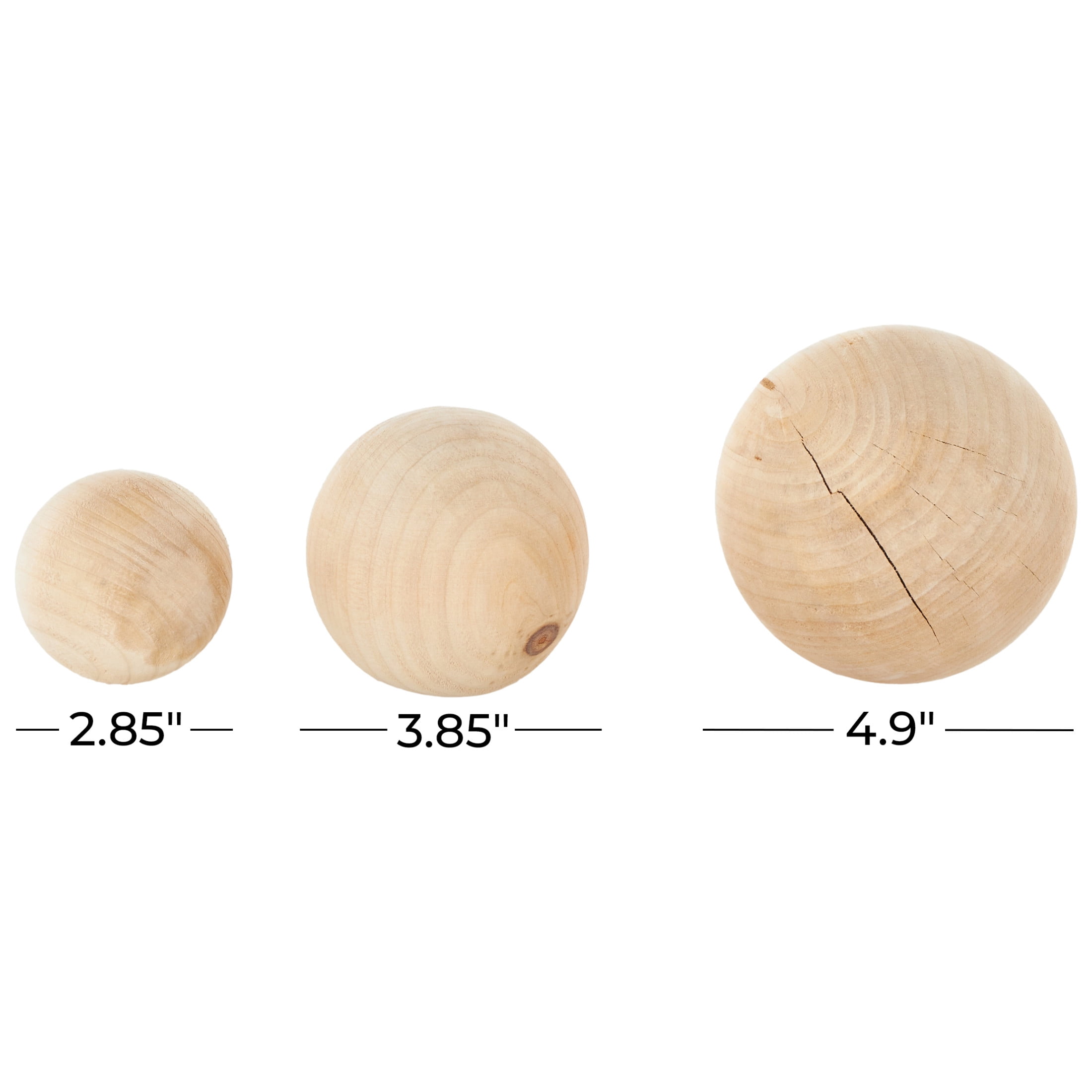 DecMode Light Brown 5" Handmade Wood Orbs & Vase Filler with Varying Sizes (3 Count)
