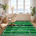 thumbnail image 3 of Design&I 4'x6' Washable Area Rug Flatweave Daily Traffic Ready Field Stripe Bands Score Door Center Goal Markings Soccer Stadium Refined for Dorm Room, Living Apartment, 3 of 7