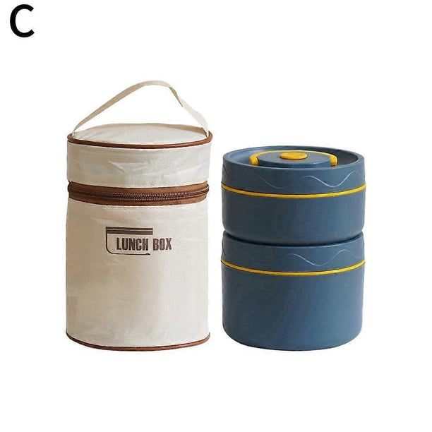 Round Lunch Box Portable Insulated Lunch Container Set Stainless Steel Box