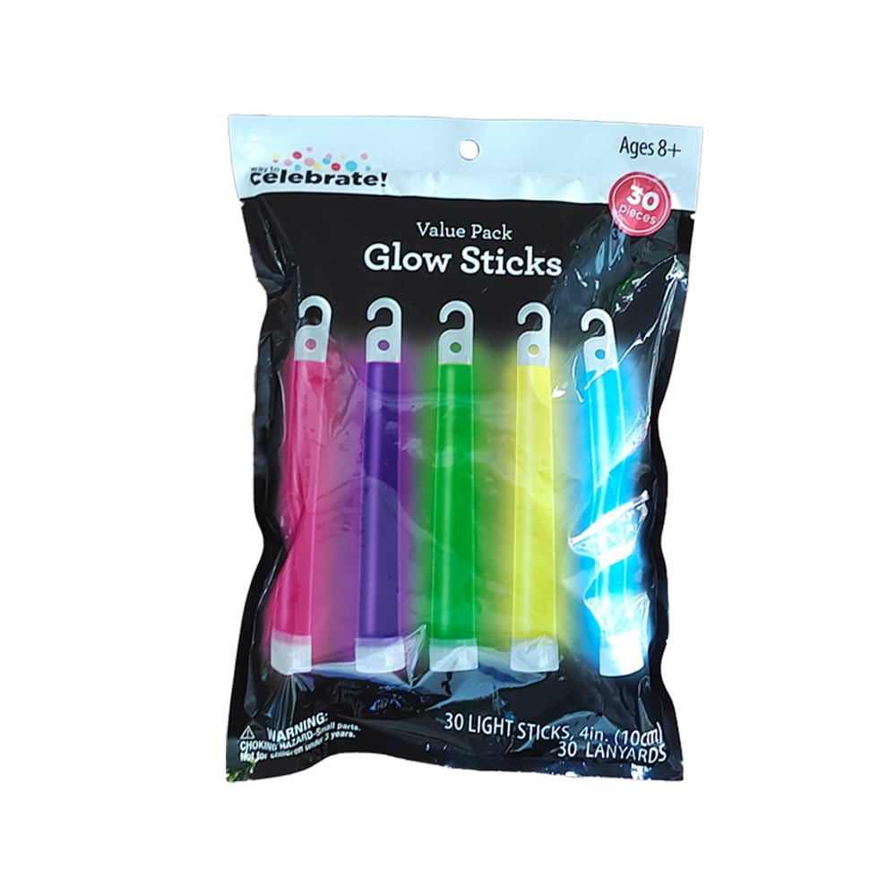 30CT 4IN GLOW STICKS   Purple,Pink,Green,Yellow,Blue Color  Super Bright Light.