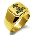 thumbnail image 1 of Stainless Steel Asgard Mjolnir Thor's Hammer Viking Norse Engraved Square Flat Top Biker Style Polished Signet Ring, 1 of 1