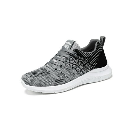 

Woobling Men Athletic Shoes Knit Upper Running Shoe Sport Sneakers Mens Walking Fashion Trainers Fitness Workout Lightweight Grey 7