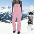 thumbnail image 4 of Women's Bib Snow Pants Windproof Waterproof Hiking Insulated Romper Snowpants Overalls with Pockets for Skiing Pink XL, 4 of 9
