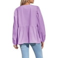 thumbnail image 5 of Womens Tie Front Tops Blouses Long Puff Sleeve Peplum Babydoll Bow Shirt Summer Coquette Tops, 5 of 6