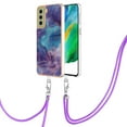 thumbnail image 2 of Case for Samsung Galaxy S21 Plus, Adjustable Detachable Crossbody Strap Neck Strap Silicone Bumper Marble Painted TPU Ultra Thin Shockproof Protective Phone Case Cover for Galaxy S21 Plus, Purple, 2 of 7