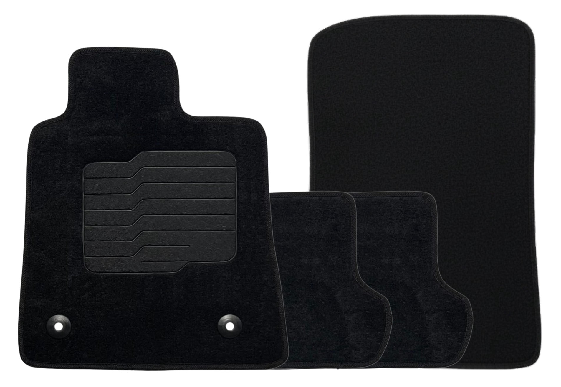 Carpet Floor Mats for 2016 to 2025 Chevrolet Camaro with Driver Heel Pad, Front and Rear, Black - ecoMats