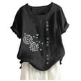 thumbnail image 1 of Pompotops Womens Casual Loose Button Linen Plus Size Print Boho Tanic Shirt Blouse Tops, 1 of 4