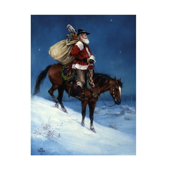 Trademark Fine Art Jack Sorenson A Cowboy Christmas Canvas Wall Art - 18x24