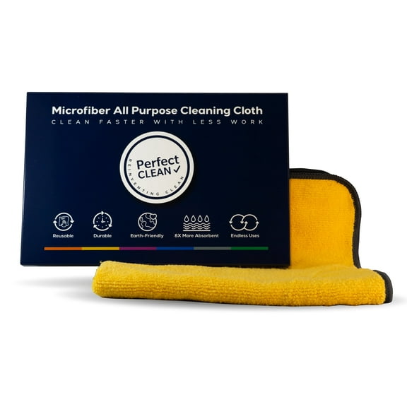 PerfectCLEAN - Microfiber Cleaning Cloth, Absorbent Cleaning Towels, 12”x12'', Single Pack, Yellow