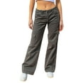 thumbnail image 3 of Faithtur Women Cargo Pants, Zipper Button Closure Casual Street Solid Loose Trousers with Pockets, 3 of 6