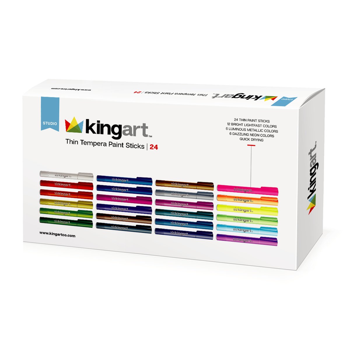 KINGART™ Tempera Paint Sticks, Thin, Set of 24 Unique Colors Walmart