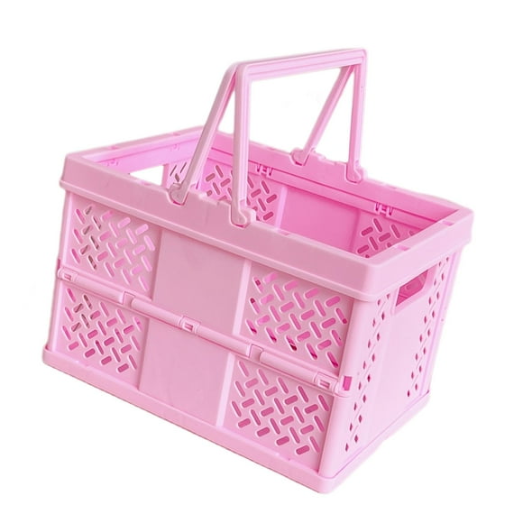 Almencla Storage Crate Foldable Basket Milk Crate for Camping Spring Outing Household Pink