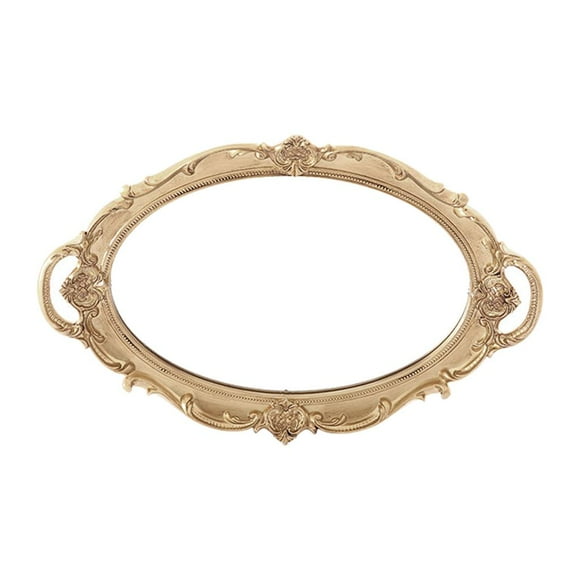 GROWTH TANK Mirrored Vanity Tray, Vintage Mirror Decorative with Handles Serving Tray for Display Perfume, Dressering Table Storage Tray, Bathroom Retro Mirror