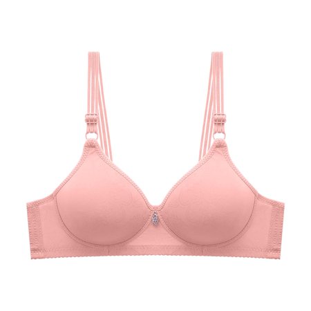 

Underwear Women Woman s Solid Comfortable Hollow Out Perspective Bra No Rims Bra without steel ring gathered large size middle-aged and elderly thin cup underwear daily bra pink XXL-44/100