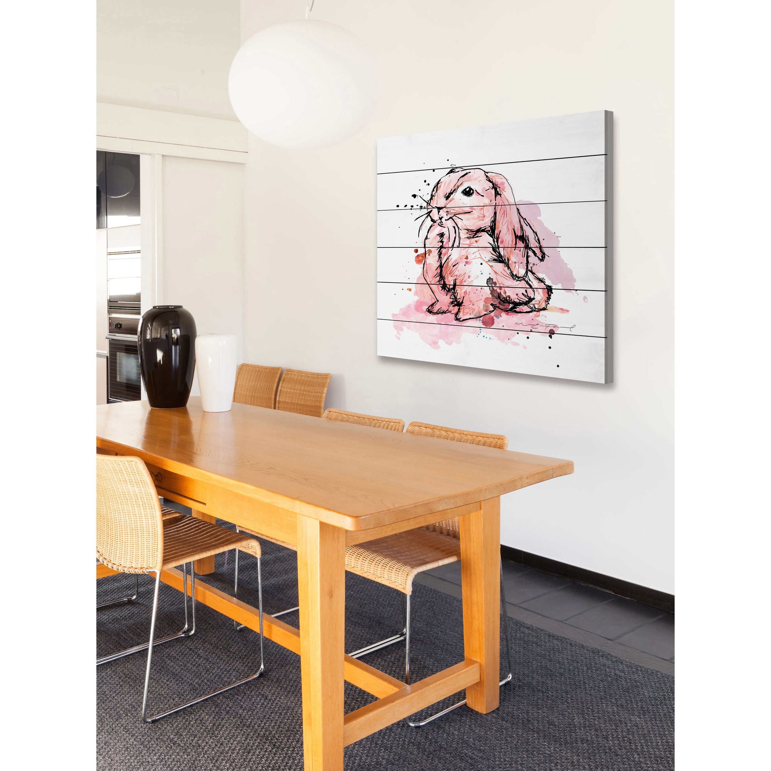 Marmont Hill "Lapin Corail" by Marie-Eve Pharand Painting Print on White Wood