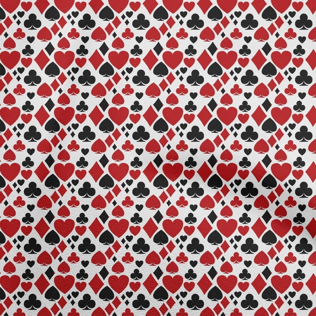 oneOone Georgette Viscose Red Fabric Poker Card Sewing Craft Projects Fabric Prints By Yard 42 Inch Wide