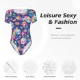 thumbnail image 4 of Fotbe mushroom Skull rainbow color Women's Crew Neck Short Sleeves Bodysuit Tops Round Neck Slim Sleeveless Soft Comfortable Basic-XX-Large, 4 of 7