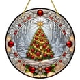 thumbnail image 2 of Puntoco Atrapasueños de árbol de Navidad: colgante decorativo con forma de disco y cuerda de acrílico con efecto de vidrio para ventana, 2 of 6