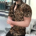 thumbnail image 3 of Camisa con estampado de leopardo para hombre, camisas casuales con botones, ropa de calle sexy de manga corta, camisas vintage de mano corta, verano 2024, 3 of 5