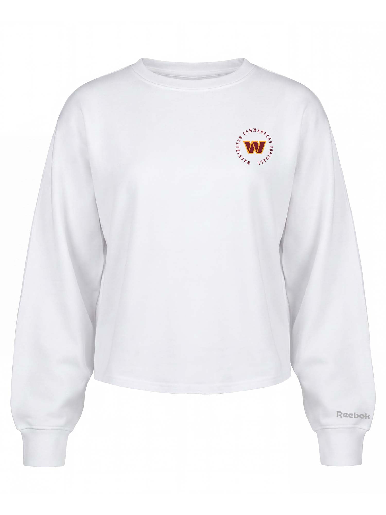 Washington Commanders Reebok Womens White Heavyweight Cotton Long Sleeve Pullover