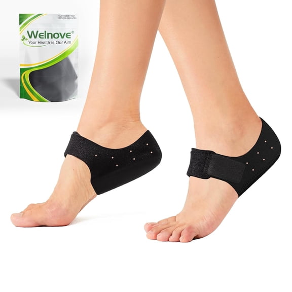 Welnove 2Pcs Heel Protectors Pads - Heel Support for Plantar Fasciitis, Heel Spur, Tendinitis & Cracked Heels - Large Size (Men 8.5-14 / Women 9.5-13)