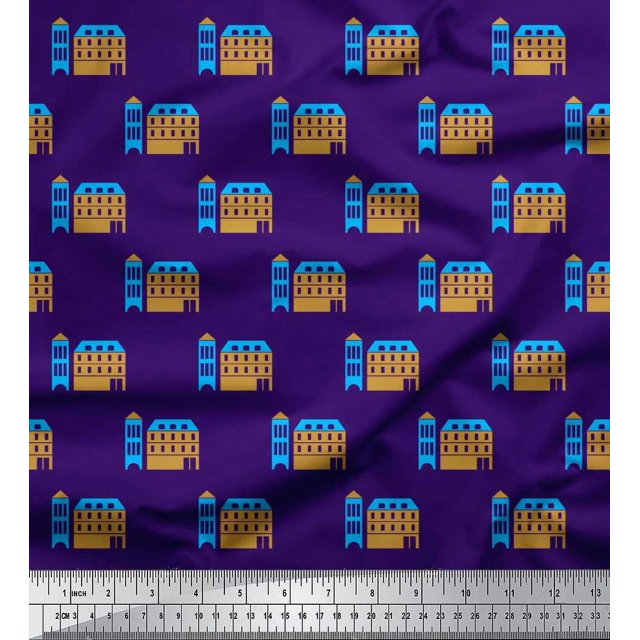 Soimoi Tissu en Velours Imprimé Architectural pour Maison 1 Yard 58 Pouces de Large