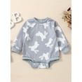 thumbnail image 2 of Bagilaanoe Newborn Baby Boy Easter Rompers Rabbit Print Long Sleeve Bodysuits 3M 6M 12M 18M Infant Casual One Piece Short Jumpsuit, 2 of 9