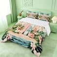 thumbnail image 2 of meiyoeat Hawaii Sea Beach Full Size Comforter Sets For Kids,Pink Kawaii Floral Blossom Bedding Comforter Set For Girls,Reversible,3-Piece, 2 of 7