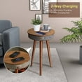 Toocust Round Smart End Table, 23.6" Speaker Table for Living Room