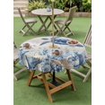 thumbnail image 3 of Outdoor Tablecloth with Umbrella Hole & Zipper, Blue Turtle Coastal Round Tablecloth 60 Inch, Beach Starfish Nautical Coral Vintage Patio Table Cover Waterproof Table Cloth for Picnic/Party, 3 of 7