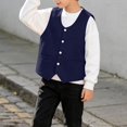 thumbnail image 2 of GiLiling Boys Formal Vest Elegant Speech Recital Wedding Party V-neck Button Up with Pockets Outfit for Kids (Dark Blue, 8-10 Years), 2 of 7