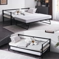 thumbnail image 6 of Tcbosik Twin Size Metal Daybed with Trundle, Sofa Bed for Living Room, Guest Room, Bedroom, Space Saving, Easy Assembly, Black, 6 of 10