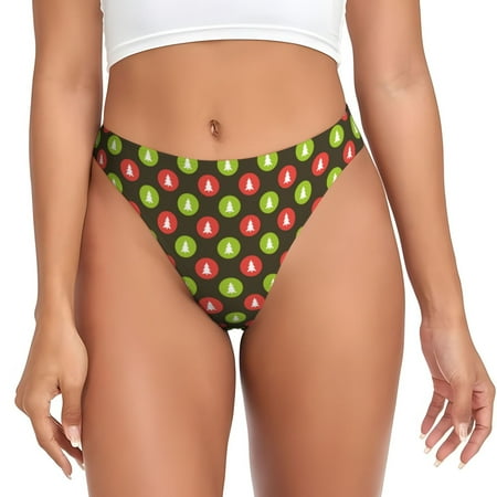 Thongs for Women - Cute Christmas trees No Show Seamless Womens Thongs Underwear  Breathable G String Thongs for Women  Ladies Stretch Low Rise Thong Bikini Panties Briefs