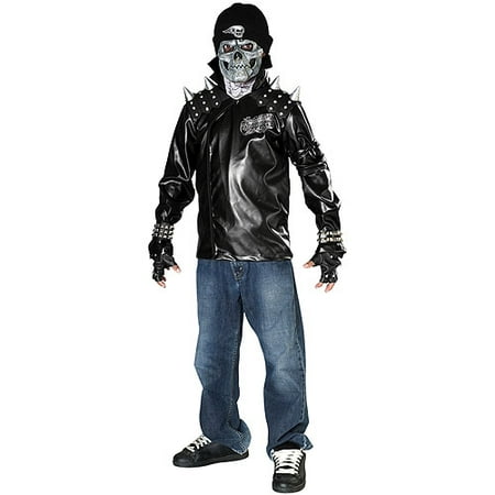 Metal Skull Biker Teen Halloween Costume