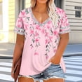 thumbnail image 4 of Enjoytime Women's Tops Vintage Printed V-Neck Short Sleeve Tunic Summer Beach Casual Plus Size Womens Clothing, 4 of 6