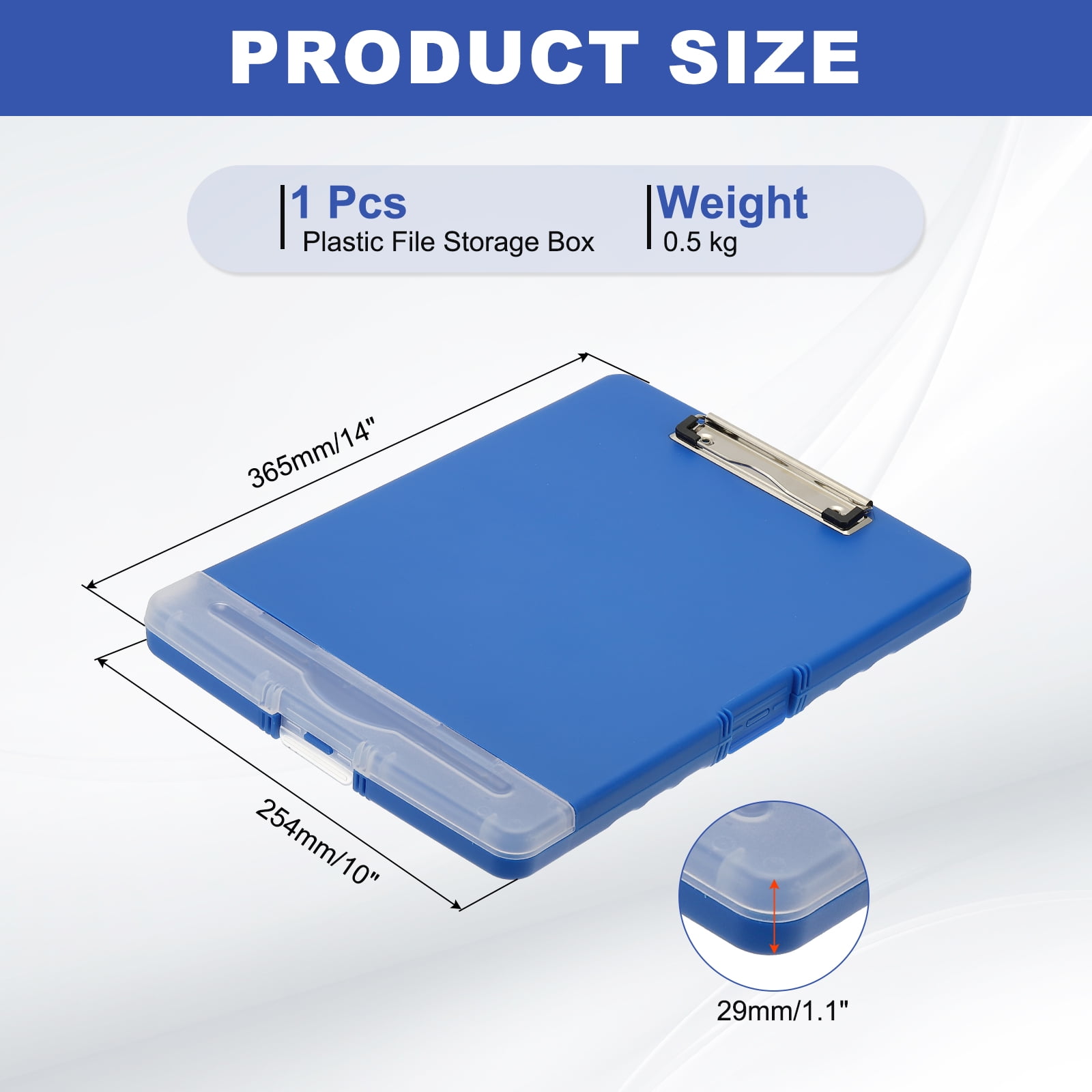 Uxcell 14'' x 10'' Metal Clipboard with Plastic Storage Large Capacity Clipboards Case for Writing Dark Blue