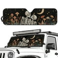 thumbnail image 2 of Uorisanigo Windshield Sunshade Sun Shade Heat Shield Mushroom Skull Reflective Sun Visor Compatible with 1997-2017 Jeep Wrangler Rubicon Sahara TJ JK JKU 2/4 Doors, Blocks Sunlight Heat UV Rays, 2 of 7