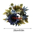 thumbnail image 3 of TOOPTY Candle Rings Wreath with Blue Pumpkin and Maple Leaves, Burgundy and Navy Floral Accents for Table Centerpieces and Seasonal Holiday Decor, 3 of 7