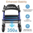 thumbnail image 3 of Andador con ruedas Soundfuse con asiento para personas mayores, plegable, con ruedas grandes de 8", todoterreno, asas y asiento ergonómico de altura ajustable, 169 kg (350 lb), compatible con FSA y HS, 3 of 5