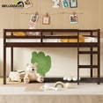 thumbnail image 2 of Bellemave Twin Low Loft Bed with Ladder and Guardrails Space Saving Twin Wooden Loft Bed Frame for Junior Loft Bed Frame with Strengthened Slats (Twin, Espresso Brown), 2 of 10