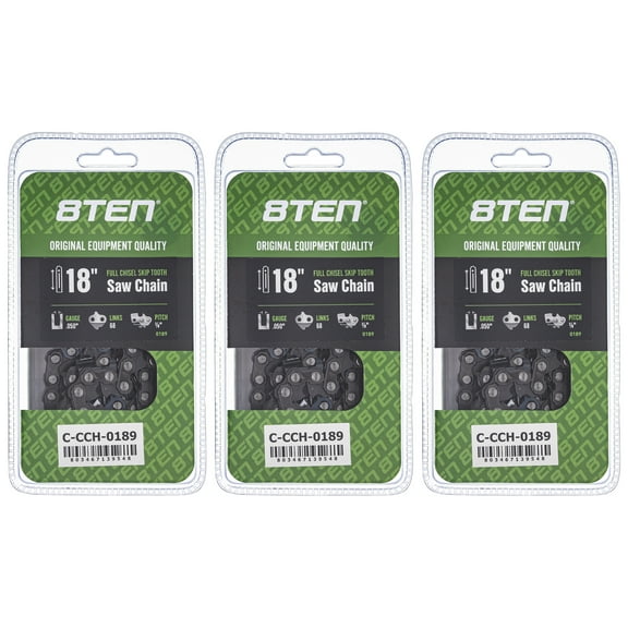 Full Chisel Skip Tooth Chainsaw Chain 18 inch .050 3/8 68DL for Husqvarna 3 Pack 810-CCC2301H