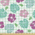 thumbnail image 2 of Tropical Fabric by the Yard, Flowers and Leaves Scattered on a Plain Background, Upholstery Fabric for Dining Chairs Home Decor Accents, Pink Turquoise by Ambesonne, 2 of 5