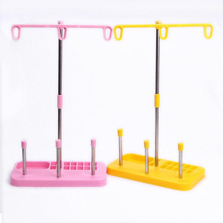 Sewing Machine Universal Thread Stand Plastic 3 Spools Holder Household  Thread Holder for Sewing Embroidery (Yellow)