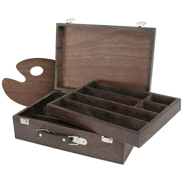 KINGART™ Wooden Artist Storage Box, 2-Tier, Espresso Finish - Walmart