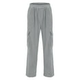 thumbnail image 5 of Men's Cargo Pants Casual Elastic Waist Drawstring Straight Work Pants Comfortable Hiking Outdoor Trousers with Multi Pockets Gray L, 5 of 9