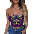 thumbnail image 2 of SOOMLON Mardi Gras Tube Tops for Women Carnival Outfits Tuesday Party Sleeveless Tshirts Fancy Mask Print Tops Sexy Cropped Tops New Orleans Festival Tees 2025 Purple XL, 2 of 4