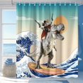 thumbnail image 4 of Funny Cat Shower Curtain, Cool Anime Dinosaur Surfing in Ocean Wave Fun Kids Bathroom Curtain Decor Novelty Retro Shower Curtain Set with 12 Hooks 72 x 72 Inch$$Home Decor, Kitchen, & Other, 4 of 8