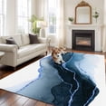 thumbnail image 3 of Modern Themed Washable Living Room Rugs 5'x8', Simple Blue Wave Abstract Artistic Irregular Line Low Pile Throw Large Area Rug Non-Slip Sturdy Edge Binding Carpet for Living Room Kitchen Office, 3 of 9